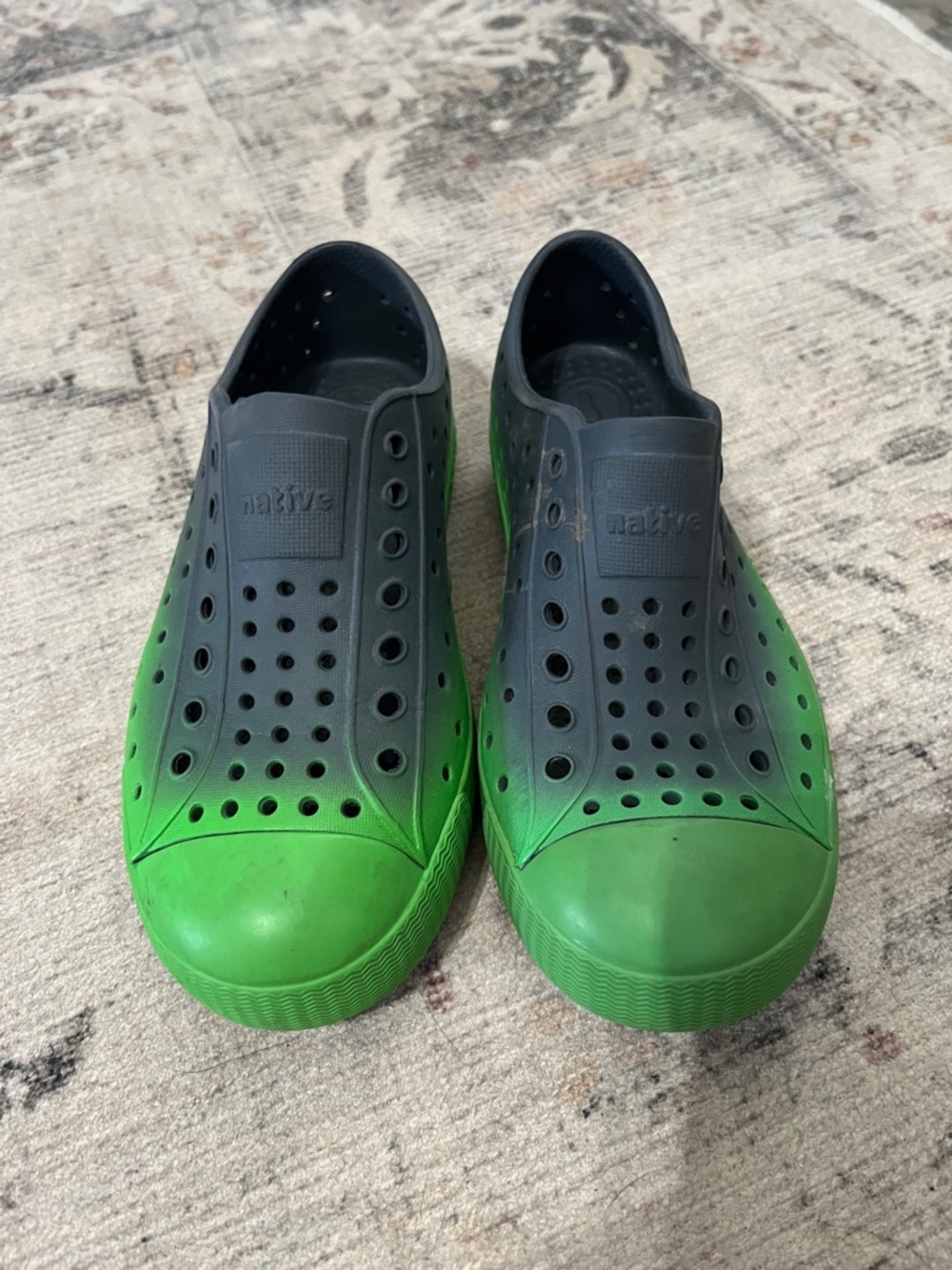 Native Kids Slip-On Water Shoes in Black and Bright Green